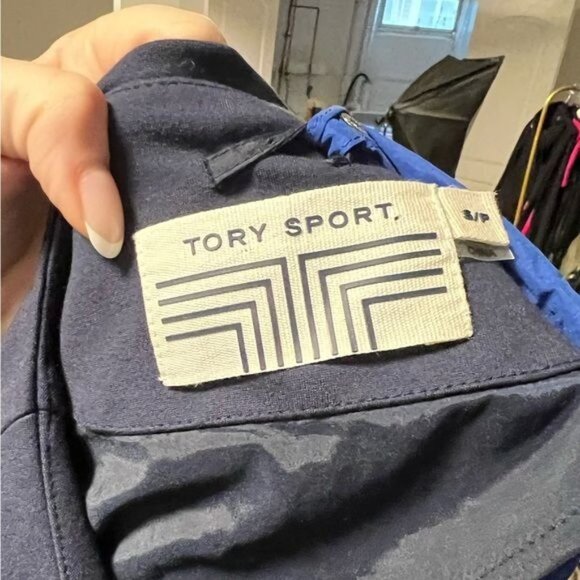 TORY BURCH SPORT Blue Jacket With Detachable Hood Size Small - Picture 13 of 13